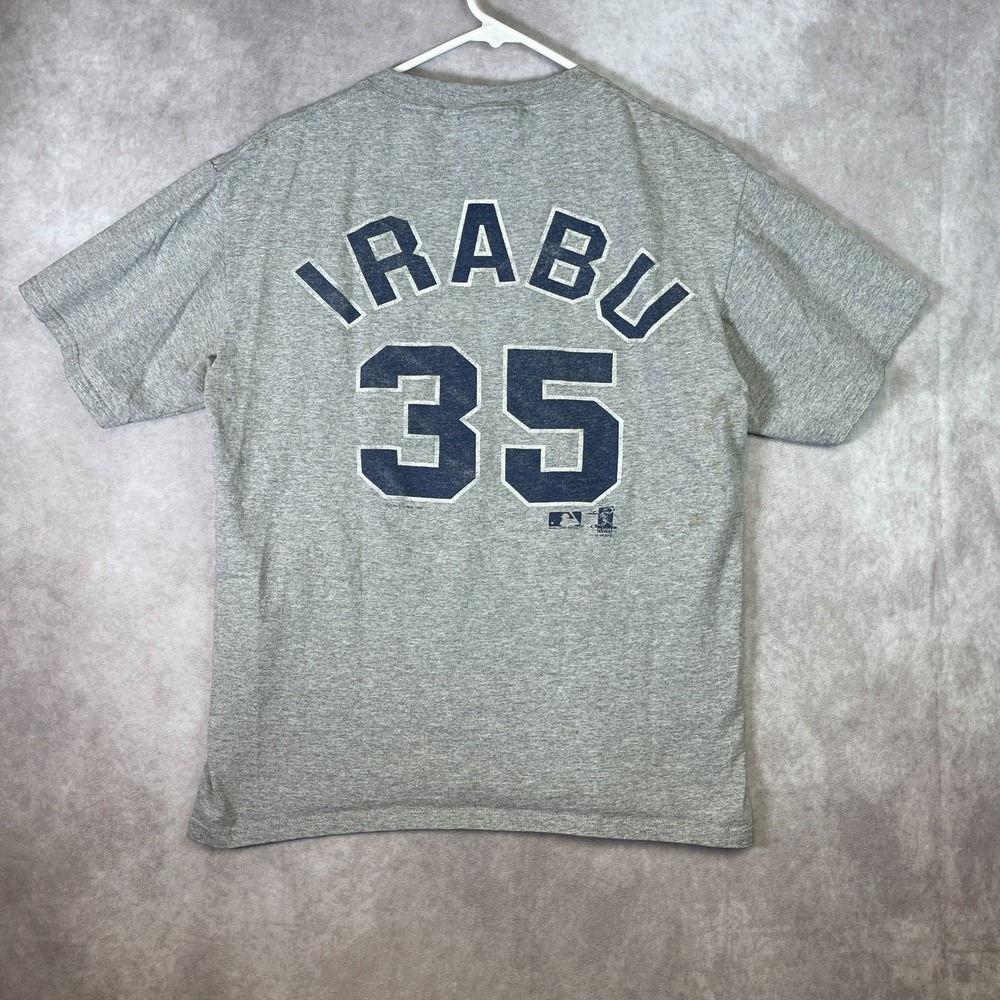 VINTAGE Hideki Irabu New York Yankees Shirt Mens Medium Gray MLB Baseball 90s - Picture 2 of 14